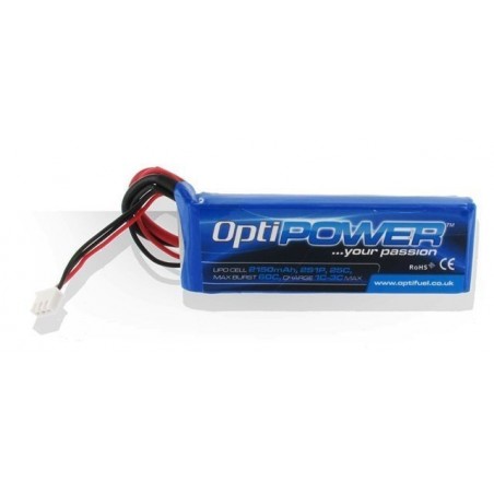 OptiPower Lipo Battery 2150mAh 2S1P 25C RX Pack